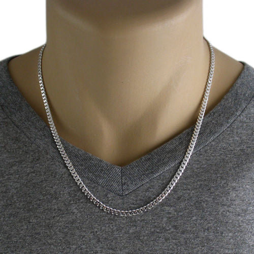 Sterling Silver Curb Chain Necklace -22-in. - Men
