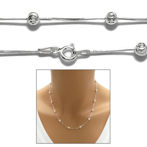 Sterling Silver Diamond Cut Snake Chain Necklace 1.0mm (Gauge 025).  Available in 6 Lengths.