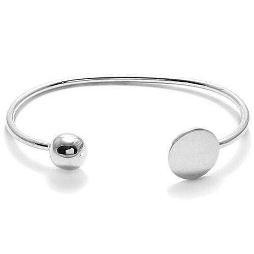 Sterling Silver 7 Bangle Bracelet w/ Round Engravable Disk. Wholesale -  925Express