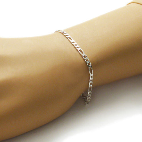 Dashing Sterling Silver Figaro Link Chain Bracelet - 8 Inch. Wholesale 