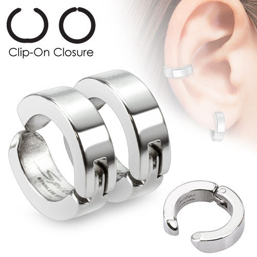 Stainless Steel Circle Beads Huggie Hinged Hoop Earrings for Men Women,  2pcs - Walmart.com