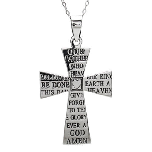 Elegant Sterling Silver Lord's Prayer Heart Cross Pendant. Wholesale -  Kingscrossjewelry.com