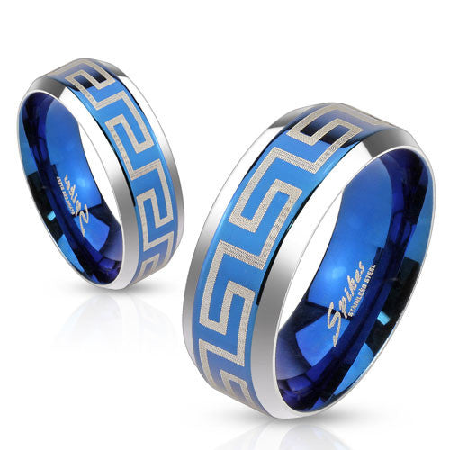 Blue steel wedding on sale rings